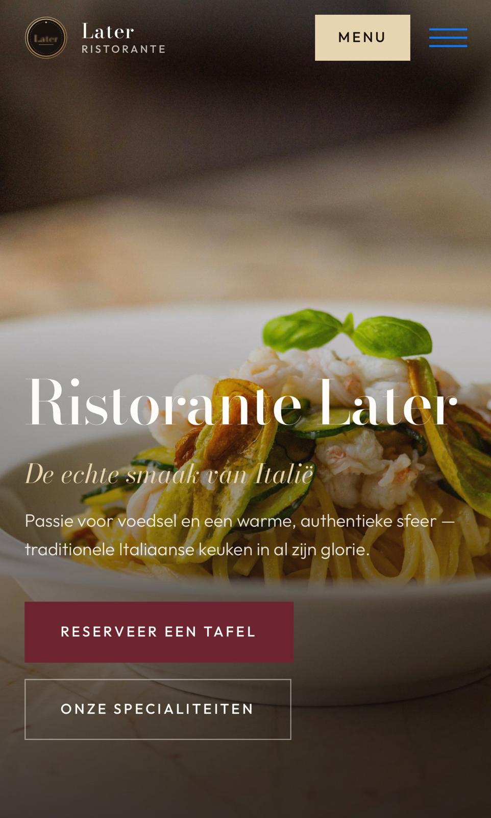 Ristorante Later mobile mockup